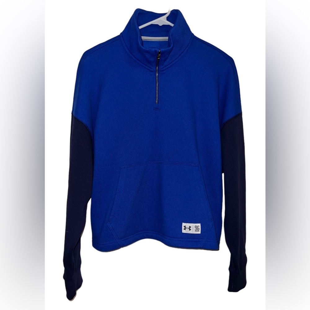 Under Armour Athleisure Women Small 1/4 Zip Pullover Jacket Cropped Blue